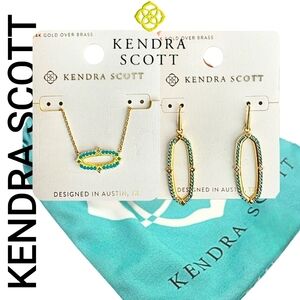 Kendra Scott Luxury Jewelry Necklace & Earrings Set True Crystals 14kt Gold